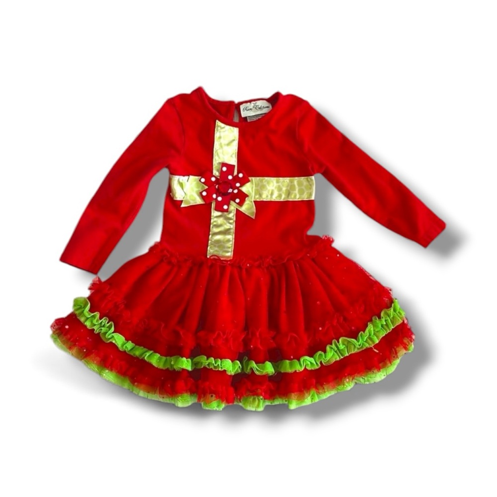 Festive Christmas Holiday Tulle Dress Girls size 3 years old 3T boutique Rare Ed